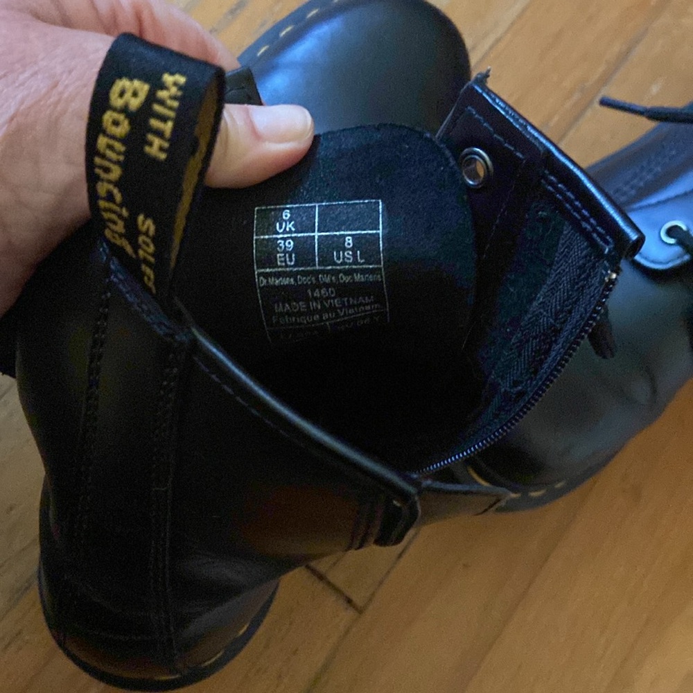 Dr. Martens 1460 Double Strap Black Leather Boots - Picture 10 of 11